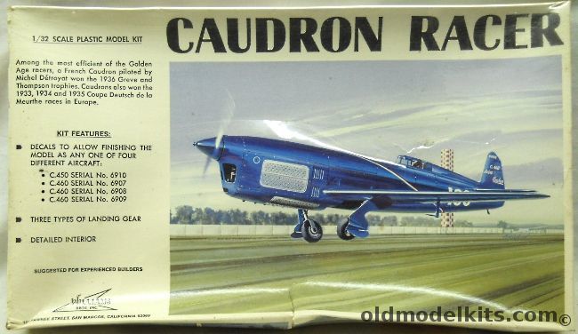 Williams Brothers 1/32 Caudron Racer 1936 Thompson Trophy Winner- Serial No. 6907 / 6908 / 6909 or 6910, 32-460 plastic model kit